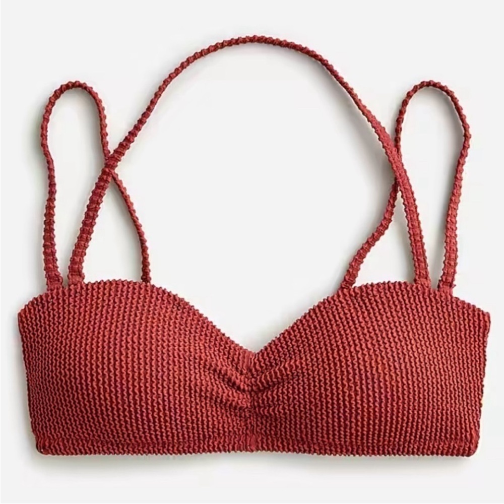 J. Crew Scrunchie Textured Sweetheart Bandeau Swim Bikini Top Womens Size 2X NWT
